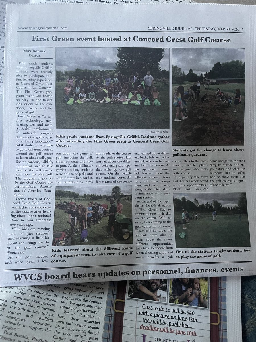 Terrific work by Max of the <a href="/springvilleny/">Springville Journal</a> detailing our <a href="/TheFirstGreen/">First Green</a> field trip! Thanks for spending the afternoon with us 📝⛳️