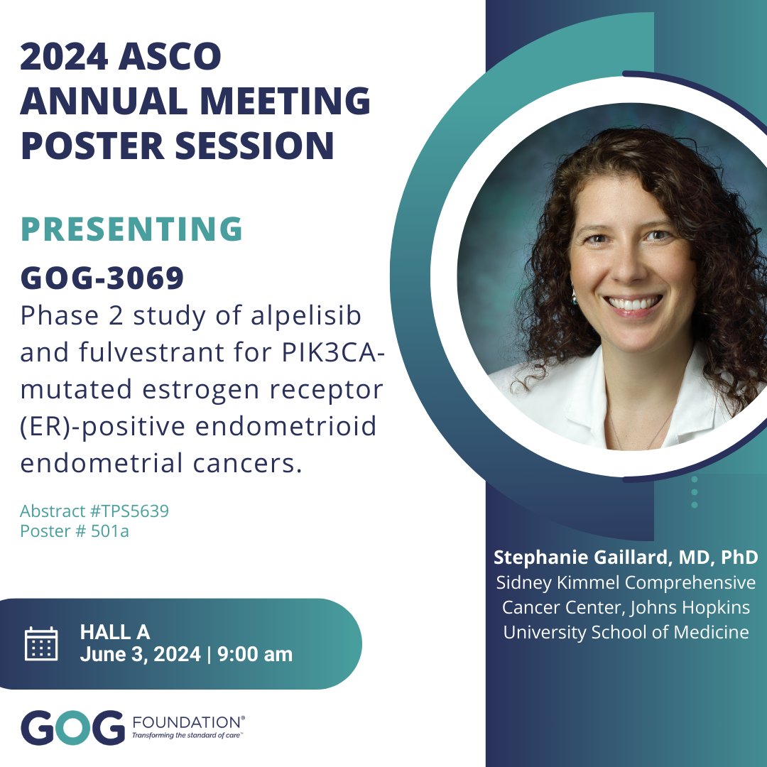 For more information on this Poster where GOG-3069 will be presented during the 2024 ASCO Annual Meeting, go to ow.ly/NkHz50S4SFB or click in bio. #clinicaltrials #GOGF #GOGPartners #GynecologicOncology #ASCO24