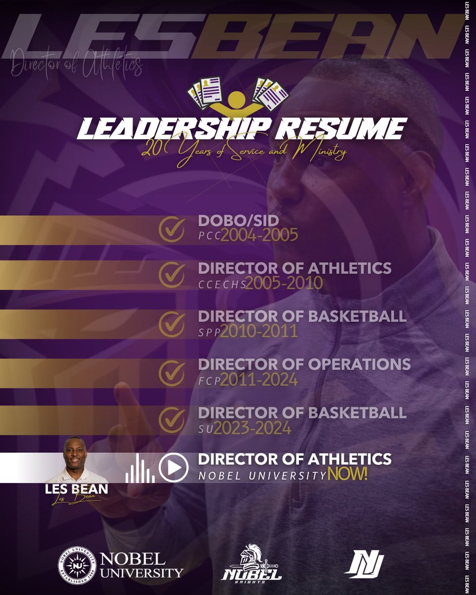 𝑶𝑭𝑭𝑰𝑪𝑰𝑨𝑳 𝑰𝑵𝑻𝑹𝑶: Les Bean’s Leadership Resume ✅

NobelUAthletics.com