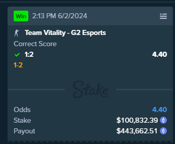 Decided to watch some CS on a whim and witnessed absolute CINEMA, also hit this massive prediction at once, cheers