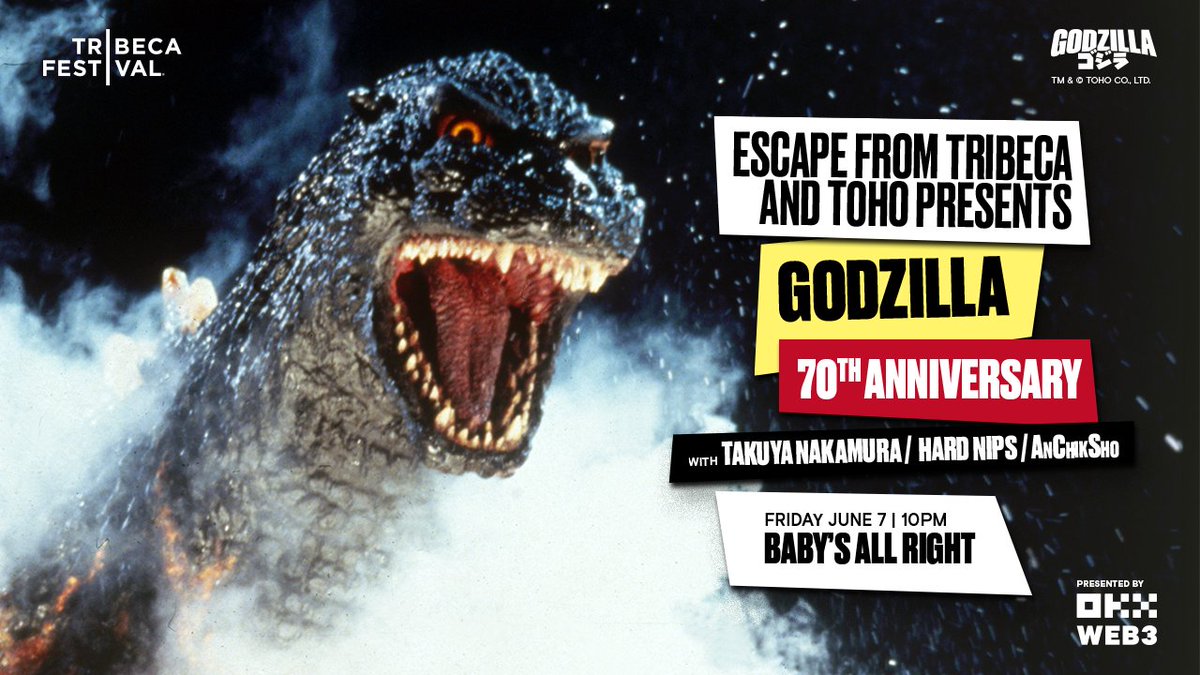 🎉 Celebrate Godzilla's 70th w/ Escape from <a href="/Tribeca/">Tribeca</a>! 🦖🎶Join DJ Takuya Nakamura, AnChikSho, &amp; Hard Nips for an epic bash w/ #Godzilla footage, drinks, giveaways, costumes, &amp; "Fake Scientist" <a href="/Shyaporn/">Shyaporn</a> Theerakulstit's hilarious "research."
🍹👾 #Godzilla70 #KaijuParty #NYCEvents