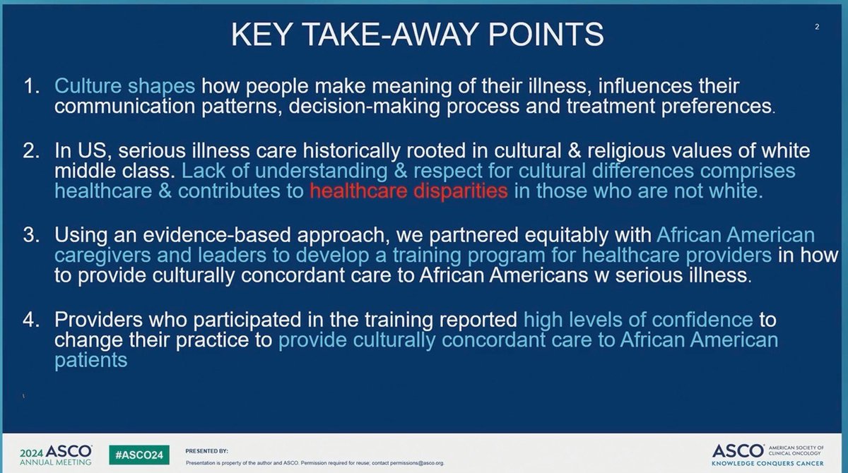 Darcy Burbage, DNP, RN, AOCN (@darcyburbage) on Twitter photo Fantastic presentation by <a href="/roneetE/">Ronit Elk, PhD, FAAHPM. @RoneetE</a>! Essential to PARTNER w/communities to create programs for clinicians caring for individuals w/serious illness &/EoL; EBP model proven to ⬇️health disparities, yet rarely used!
<a href="/ASCO/">ASCO</a> #ASCO24 <a href="/oncologynursing/">Oncology Nursing Society</a> Fantastic presentation by <a href="/roneetE/">Ronit Elk, PhD, FAAHPM. @RoneetE</a>! Essential to PARTNER w/communities to create programs for clinicians caring for individuals w/serious illness &/EoL; EBP model proven to ⬇️health disparities, yet rarely used!
<a href="/ASCO/">ASCO</a> #ASCO24 <a href="/oncologynursing/">Oncology Nursing Society</a>