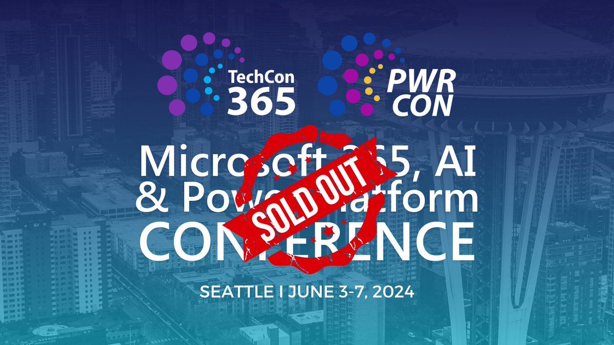 TechCon 365, PWRCON & DATACON (@techcon365) on Twitter photo 🎉 Excitement is in the air! 🎉 We are absolutely thrilled to announce that we are officially SOLD OUT for the upcoming Seattle TechCon365 & PWRCON conference! 🚀✨We are looking forward to an incredible week filled with enhancing skills, expanding networks, and inspiring 🎉 Excitement is in the air! 🎉 We are absolutely thrilled to announce that we are officially SOLD OUT for the upcoming Seattle TechCon365 & PWRCON conference! 🚀✨We are looking forward to an incredible week filled with enhancing skills, expanding networks, and inspiring