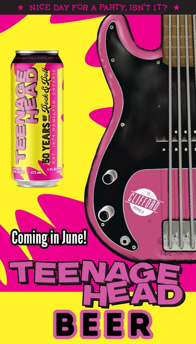 Teenage Head beer returns this week! Look for it in the taproom and retail store June 5th along with a cool merch announcement this week too! #teenagehead #hamont #beerdrinkinpartybeer #ontcraftbeer