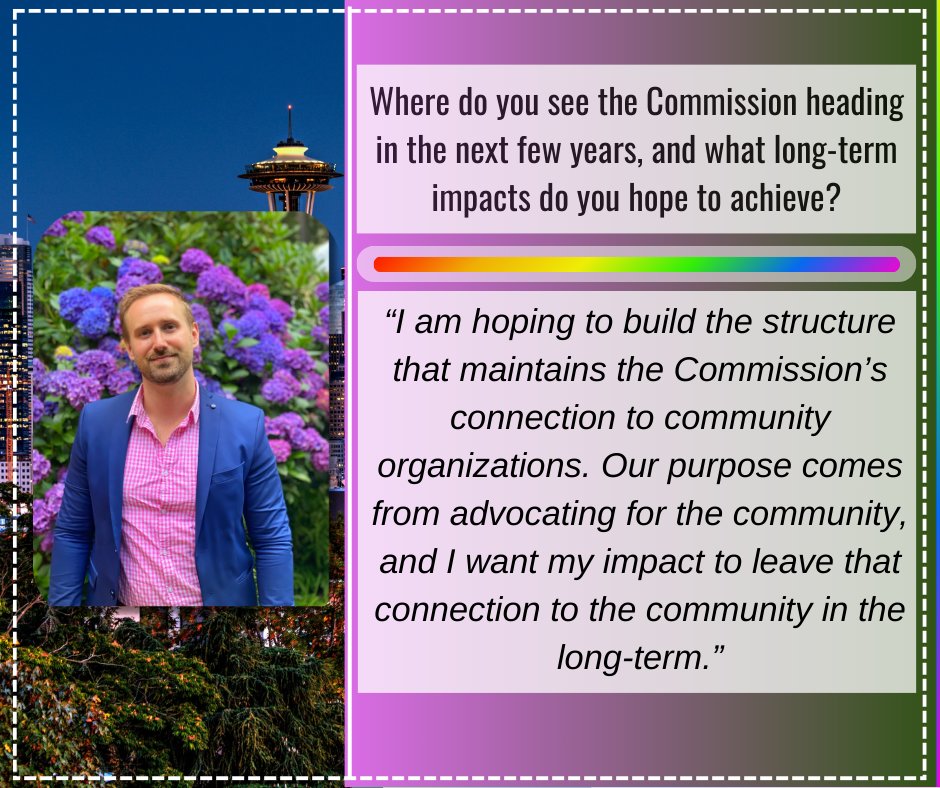 🌈𝐏𝐫𝐢𝐝𝐞 𝐌𝐨𝐧𝐭𝐡 𝐂𝐨𝐦𝐦𝐢𝐬𝐬𝐢𝐨𝐧𝐞𝐫 𝐒𝐩𝐨𝐭𝐥𝐢𝐠𝐡𝐭🌈

Meet Jeremy Erdman (He/Him), serving 5/1/23-4/30/25. Chair of Outreach; Thank you, Jeremy! 🙏

Want to join Jeremy? Apply now: seattle.gov/documents/Depa…

#PrideMonth #SeattlePride #LGBTQSeattle #Pride2024