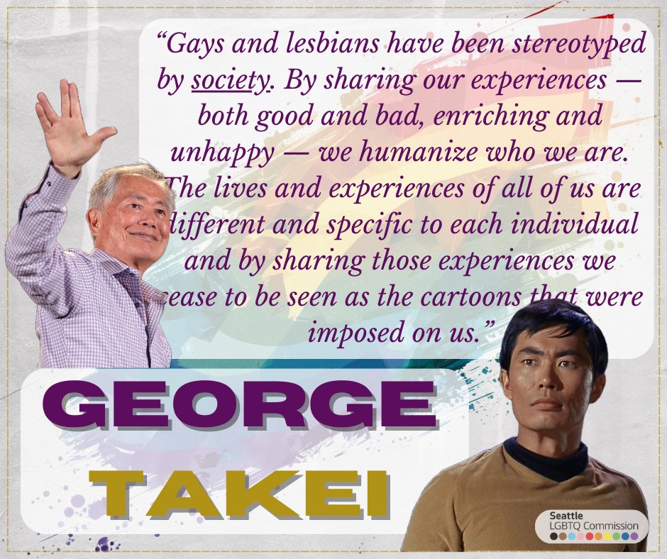 🌈𝐋𝐢𝐯𝐢𝐧𝐠 𝐢𝐧 𝐑𝐚𝐢𝐧𝐛𝐨𝐰🌈

𝑺𝒑𝒐𝒕𝒍𝒊𝒈𝒉𝒕: 𝑮𝒆𝒐𝒓𝒈𝒆 𝑻𝒂𝒌𝒆𝒊

George Takei is a beloved actor and LGBTQ+ advocate. Famous for his role on "Star Trek," Takei broke barriers as an Asian-American actor. Coming out in 2005, he champions LGBTQ rights.

#PrideMonth
