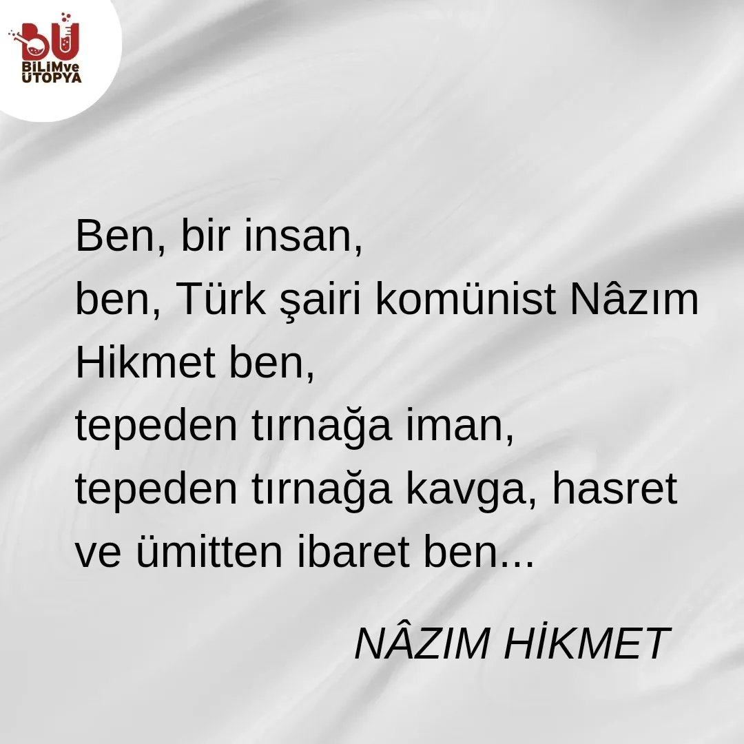 Nâzım Hikmet'i 61. ölüm yıl dönümünde saygıyla anıyoruz. 
.
bilimveutopya.com.tr/bir-mihenk-tas…