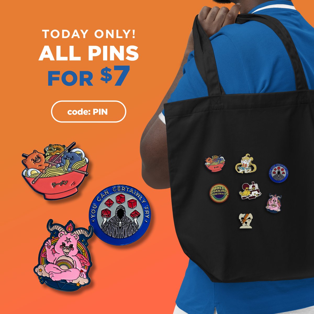 teefury's tweet photo. Flash Sale ⚡ All Pins $7 using code PIN at checkout 👀 Today ONLY
Shop now 👉 https://t.co/gEJ8FDyfF0
•
•
•
#teesale #teefury #shopnow #art #fashion #popculture #originalart #gift #sale #pin #pins #pinlover  #pinsale https://t.co/eY6KRXM46w