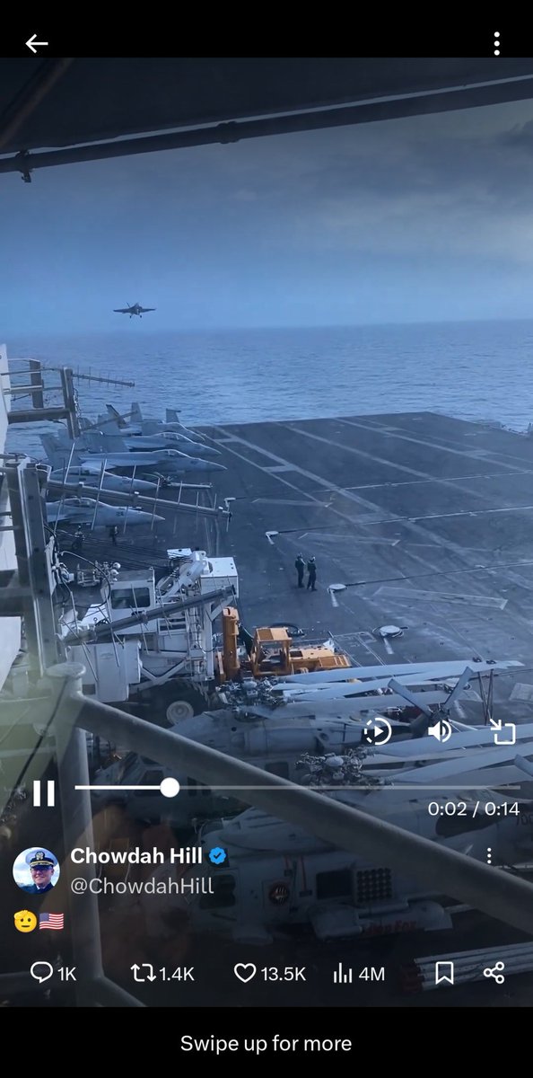 Yemen struck the best ship in the US Navy with ballistic & cruise missiles.

The ship is fleeing & the Cpt of the USS Eisenhower tried do damage control by posting a video of  the deck on Twitter (right) but it's an an old Instagram reel from 13 weeks ago (left)!

Yemen never lie