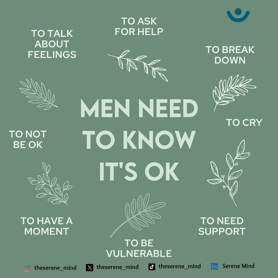 TheSerene_mind's tweet image. Men, it&apos;s okay to be vulnerable! 💪🌟 Let&apos;s break the stigma around mental health. 
Share your struggles, seek help, and heal.🗣️🫂

#MensMentalHealthMonth #VulnerabilityIsStrength #MentalHealthMatters