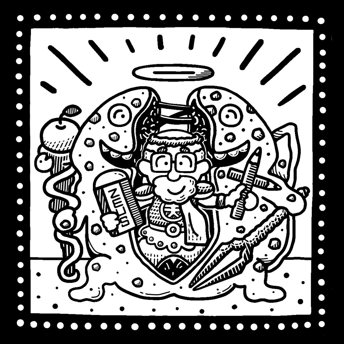 コスモテックさんの箔押しの裏用の絵。版の型がもらえるので、いつもの文字情報ではなく裏面もイラストにして見た。
一色の版を押してもらえるそうなので、裏面も楽しみにしている。 