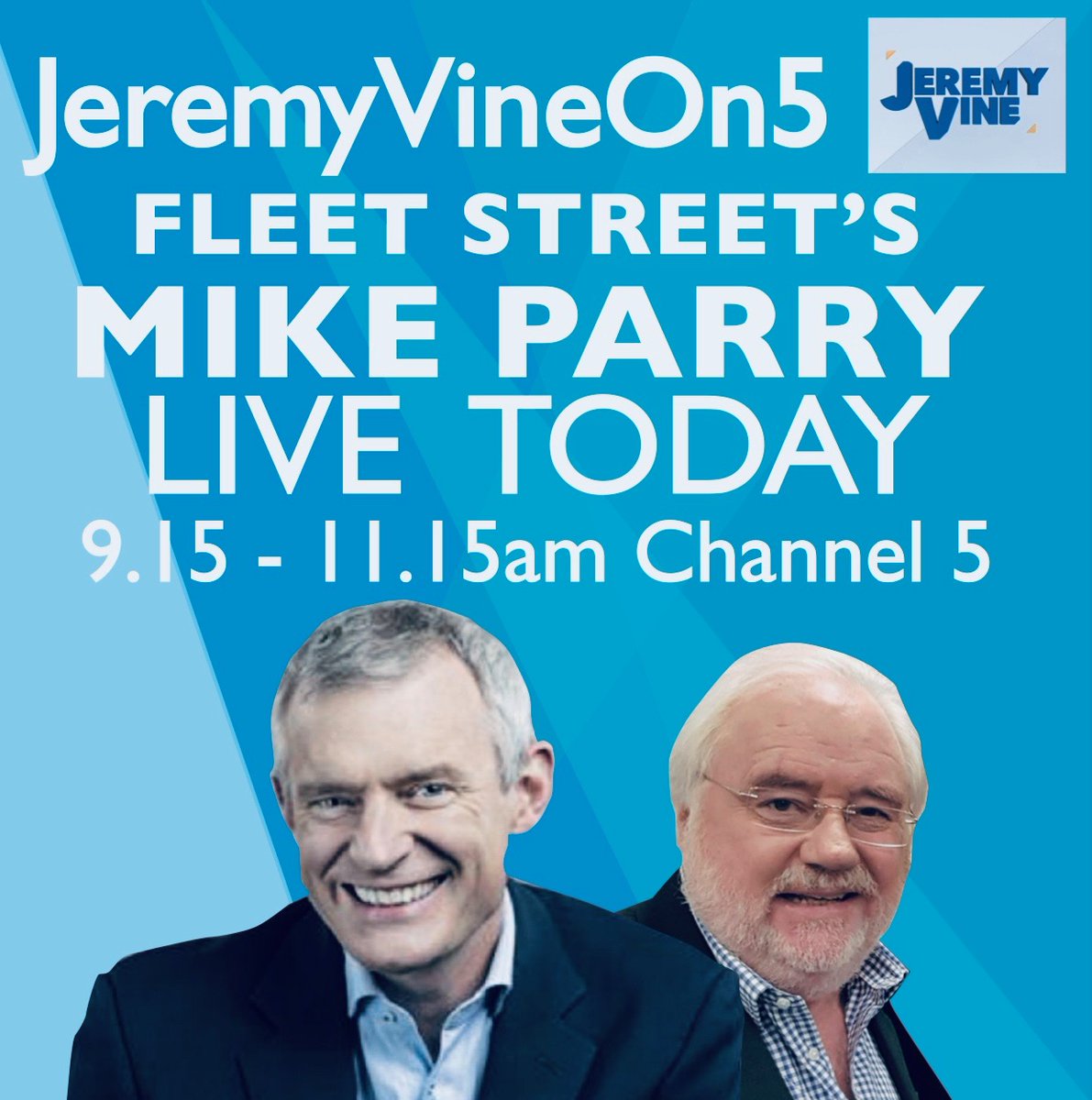 OK FOLKS .. Delighted to be joining @theJeremyVine this morning .. Getting stuck into the stories that are shaping all our lives .. with @nelufar .. Get tuned at 9.15am @JeremyVineOn5 @channel5_tv @ITNProductions ..