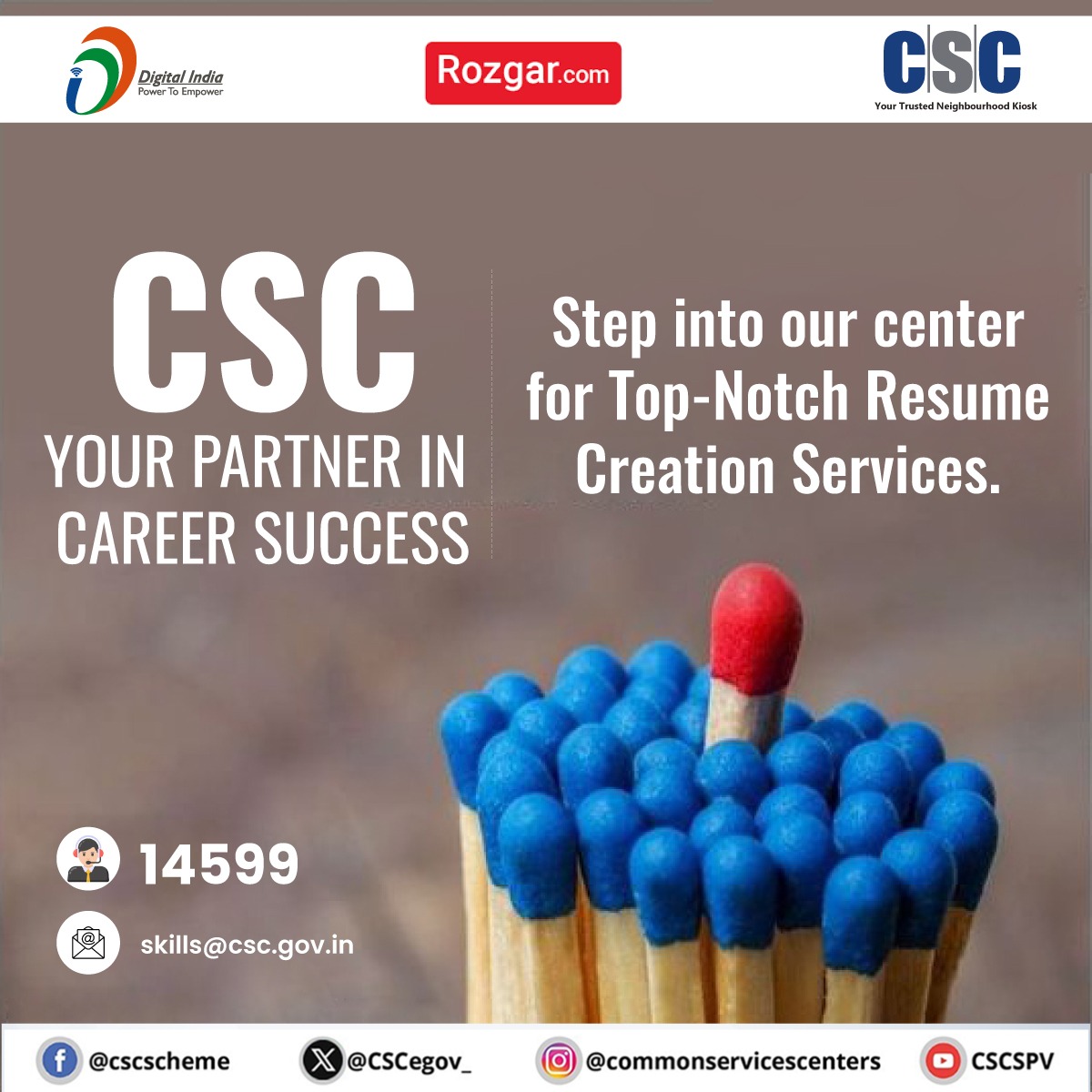 CSCegov_'s tweet photo. CSC: Your Partner In Career Success...
Step into the #CSC centre for top-notch online #resume creation services.
For details, visit the Digital Seva Portal.
For any queries, call us on 14599 or write us at skills@csc.gov.in
#DigitalIndia #CSCResumeService @naveensharmacsc https://t.co/YaHZ13h2yt