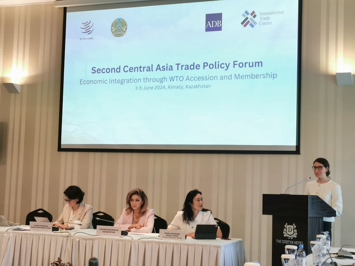 Kulbatyr's tweet photo. Second #CentralAsia Trade Policy Forum:  Economic Integration through #WTO accession and Membership, Almaty. #KAZAKHSTAN @wto @ITCnews @ADB_HQ @primeministerkz https://t.co/CvJpEFMwgn