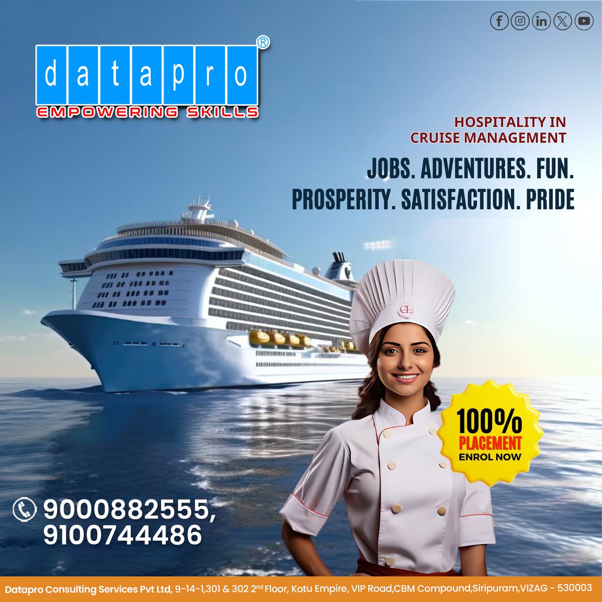 dataprocs's tweet image. Dreaming of a career that combines your love for travel and hospitality? Join our dynamic team as a Hospitality Manager on a luxury cruise ship and sail toward an exciting career
Join us
call: 900882555
#CruiseManagement #HospitalityManagement #CruiseLife #CareerGoals #CruiseJobs