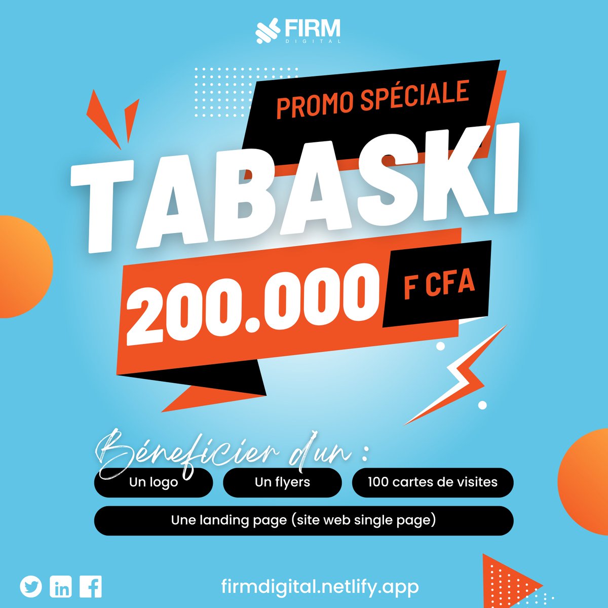 firmdigitalsarl's tweet photo. 🎉 Promo Tabaski 🎉
Boostez votre visibilité avec FIRM DIGITAL pour 200.000 FCFA 
Logo
Flyers
100 cartes de visite
Landing page
Ne manquez pas cette offre !
📞 +22371780482 / +22362691718 📧firmdigital.sarl@gmail.com🌐 https://t.co/7AGKm5b2zJ
#promo #Tabaski2024 #marketingdigital https://t.co/SoPBiI0eRZ