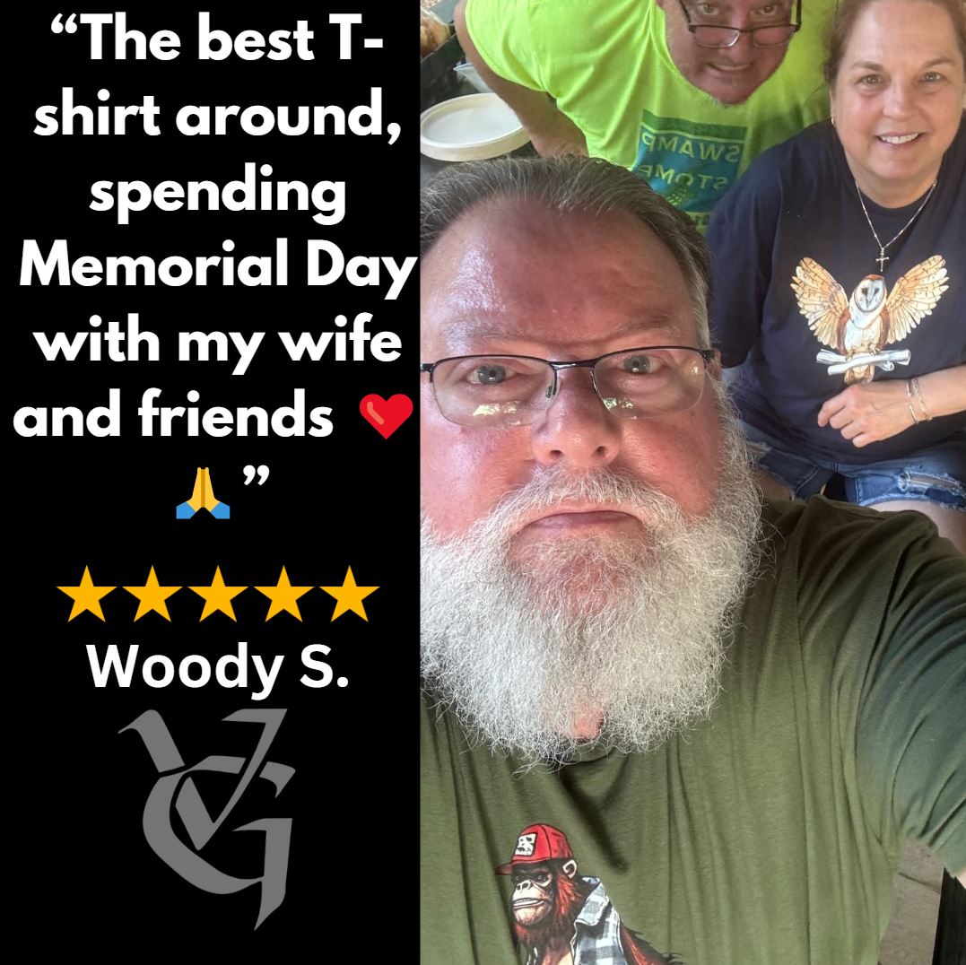 vikinggoods's tweet photo. 🌟 Thanks, Woody S., for the stellar review! We're thrilled our T-shirts were part of your Memorial Day celebrations. Here's to many more days of comfort and style with your loved ones! #CustomerLove #TeeTimeSuccess https://t.co/rjvzHf6gW0
