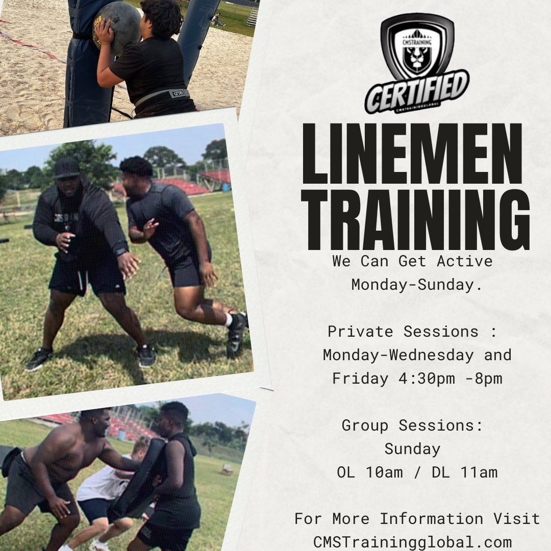 CMSTrainingLLC's tweet photo. Don’t Wait For The Grind, Go Get Active Now! 

Monday-Sunday.
 
Private Sessions : Monday-Wednesday and Friday 4:30pm -8pm

Group Sessions: 
Sunday  OL 10am / DL 11am 

For More Information Visit https://t.co/f9JTIu1FZO https://t.co/13c7HnMtIn