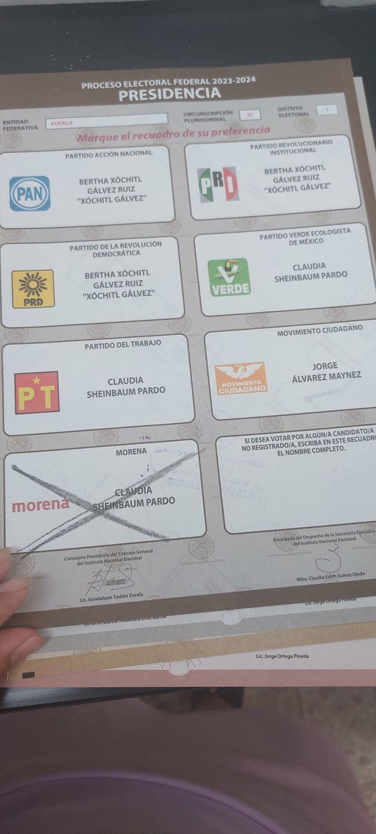 CalvaMaily's tweet photo. @EPN_GobFederal @Xochitl2024 @XochitlGalvez Mi voto también es libre pero ni secreto #votoPorClaudia https://t.co/XMBDsmL6ee
