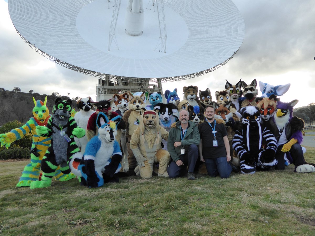 We were chatting in the ops room about memorable visits and one I remember with a smile is when I got a call from Greg(my right) our visitor center volunteer reporting an invasion of furry animals. I went up and invited them in for a photo in front of DSS43. It made a great shot!