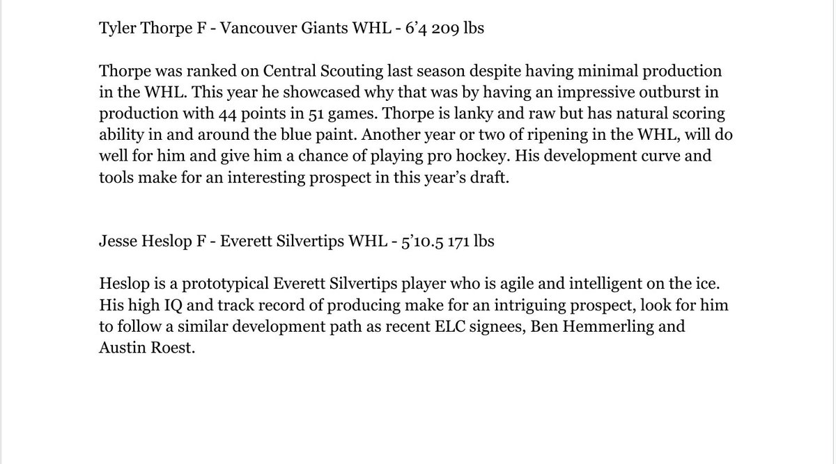 BreakawayReport's tweet image. Some players we've identified as potential steals in the later rounds of this year's #NHLDraft 
- Mac Swanson @FargoForce 
- Luke Ashton @LangleyRivermen 
- Tyler Thorpe @WHLGiants 
- Jesse Heslop @WHLsilvertips
