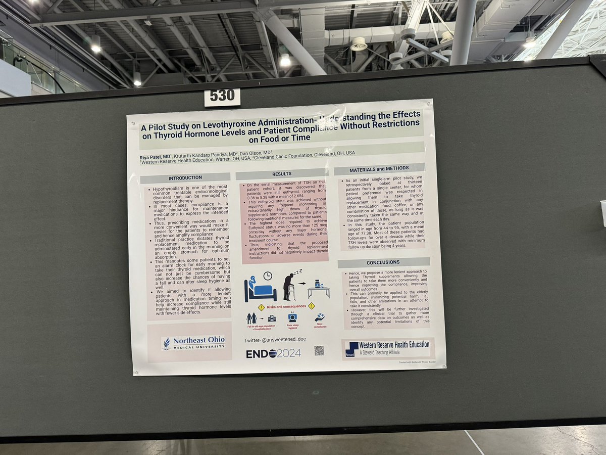 Research poster presentation at #Endo2024 
Promulgating views on Levothyroxine administration and patient compliance..!!
<a href="/TheEndoSociety/">Endocrine Society</a> giving trainees the best platform for presentation.
#endotwitter
<a href="/EndoMedia/">EndoMedia</a> #endocrinology #fellowship
#internal_medicine