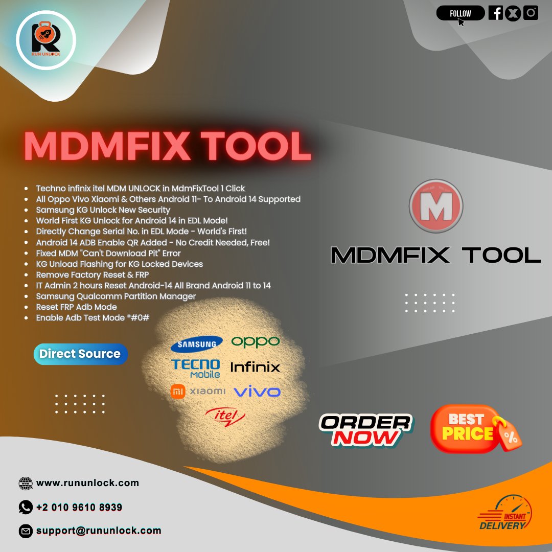 RunUnlock's tweet photo. MDMFix Tool
* Techno infinix itel MDM UNLOCK in MdmFixTool 1 Click

📷 Direct Source
📷 Best Price for Reseller and Web Owner
📷 Order Now
📷 https://t.co/319KGSgNJt
📷 Follow News and Service Updates
📷 https://t.co/KGJZUg3kTh https://t.co/u3maqQiCm1