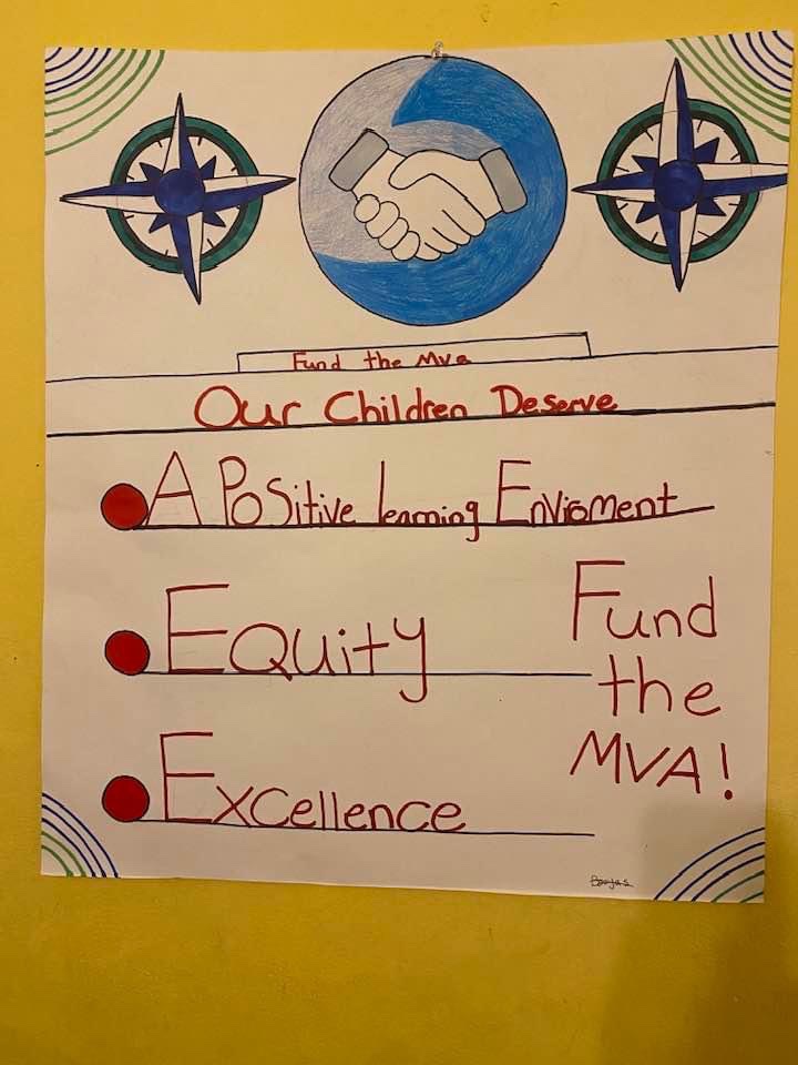 MVA students have things to say. Help us ensure they are heard? 

This student poster nailed it. MVA exemplifies all the values @MCPS claims to have - and at a bargain price. 

MVA Must Stay! 💙💚🤍💙💚🤍
#saveMVA