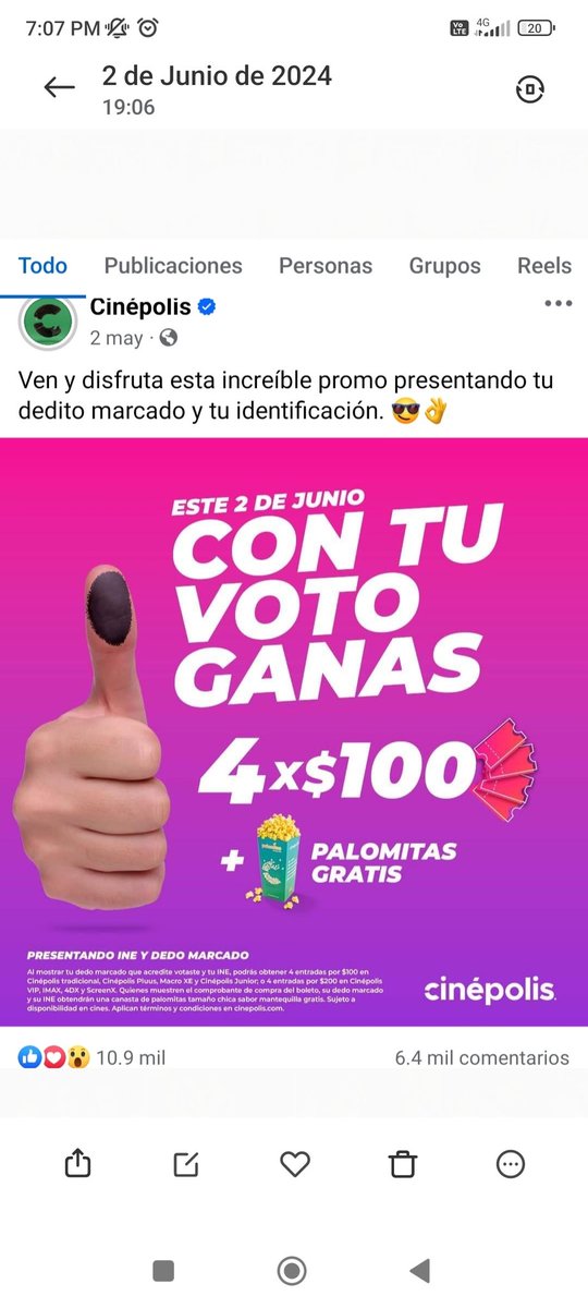 _dreadela's tweet photo. @Cinepolis El día de hoy tuve una desafortunada situación en Cinépolis punto bahía en Manzanillo. No me hicieron válida la sala pluus y me dieron otra sala por mi voto, me dijeron que no aplicaba a pesar de enseñar la foto promocional de Cinépolis de facebook, adjunto evidencia. https://t.co/aVFqaZ9MPr