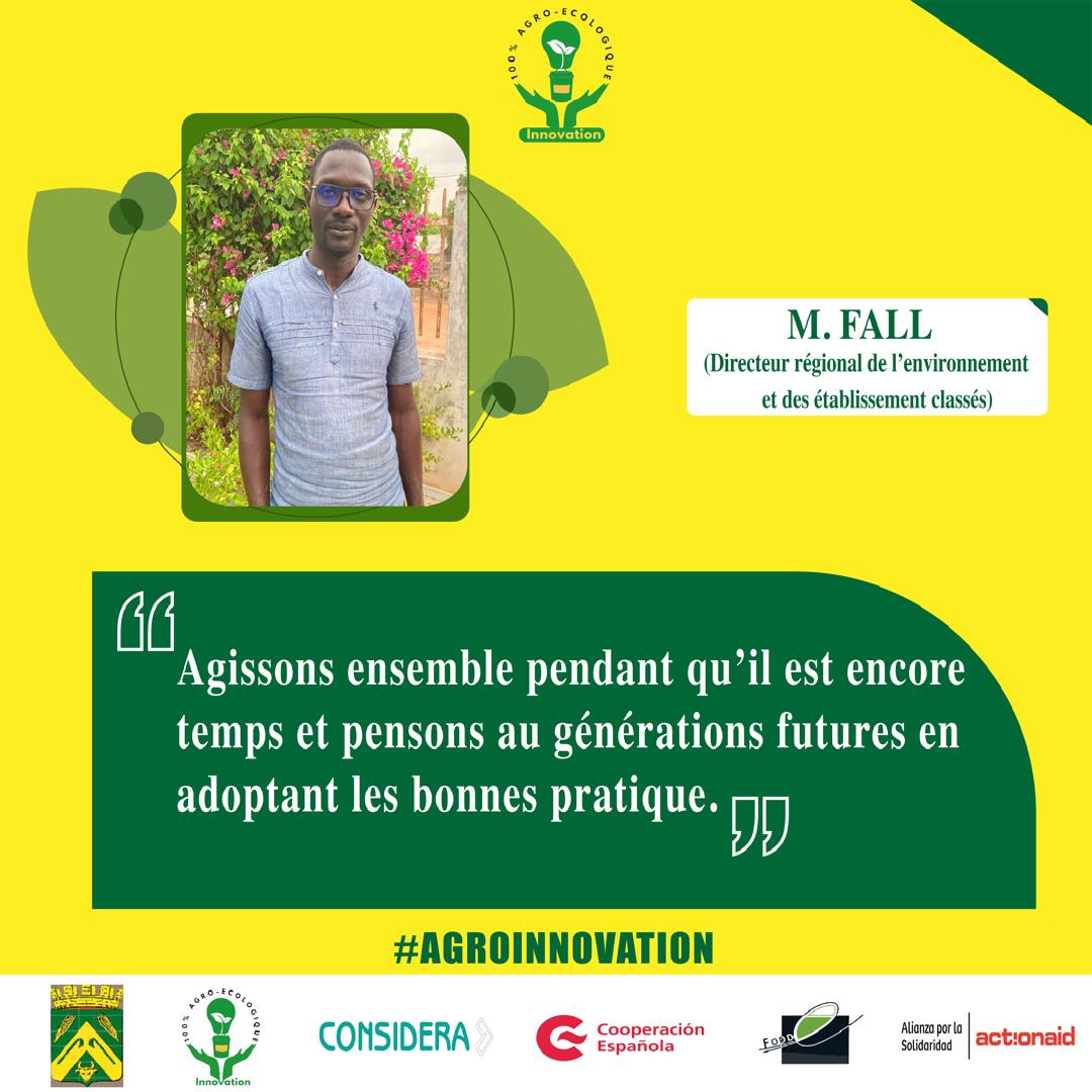 #AgroInnovation
« Agissons ensemble pendant qu'il est encore temps et pensons aux générations futures en adoptant les bonnes pratiques »
M. Fall (Directeur Régional de l’Environnement &amp; des Établissements Classés)
#innovationagro
#GénérationRestauration
#Désertification