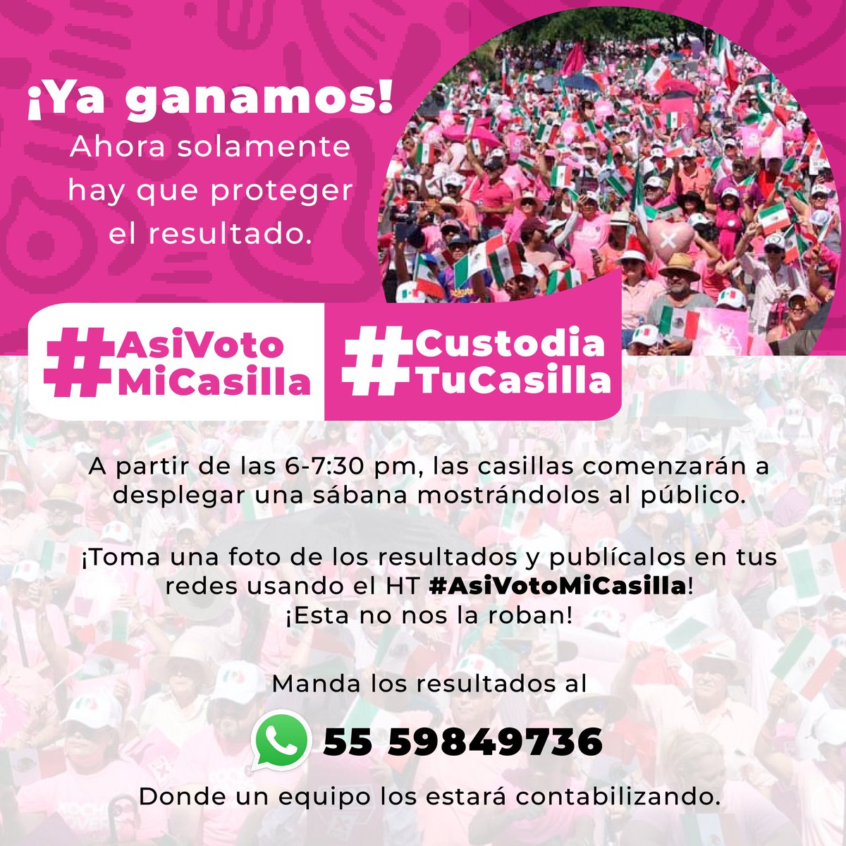 AnaguerraMar's tweet photo. ¡Defendamos nuestra democracia! Toma una foto de los resultados de tu casilla y aseguremos que cada voto cuente. ¡No permitamos que nos roben! #AsiVotoMiCasilla https://t.co/F6c5COxfg0
