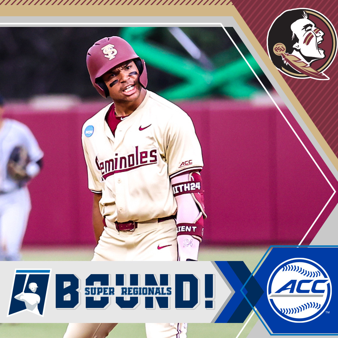 ACCBaseball's tweet photo. 𝙎𝙐𝙋𝙀𝙍 𝙍𝙀𝙂𝙄𝙊𝙉𝘼𝙇𝙎 𝘽𝙊𝙐𝙉𝘿

@FSUBaseball | #AccomplishGreatness https://t.co/JaGpss28VK