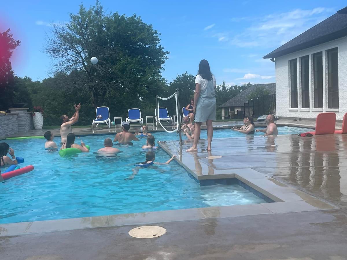 A little team bonding pool party and water volleyball