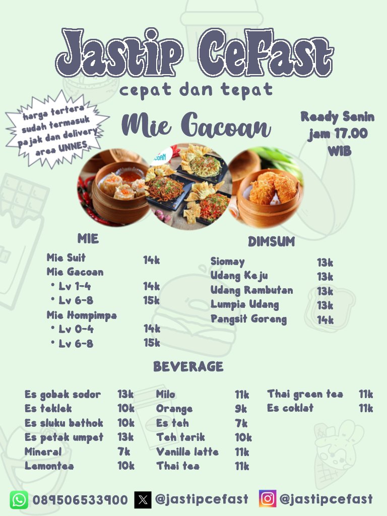 jastipcefast's tweet photo. @unnesmenfess ready hari ini jam 5 sore kak https://t.co/fWChofh68Q