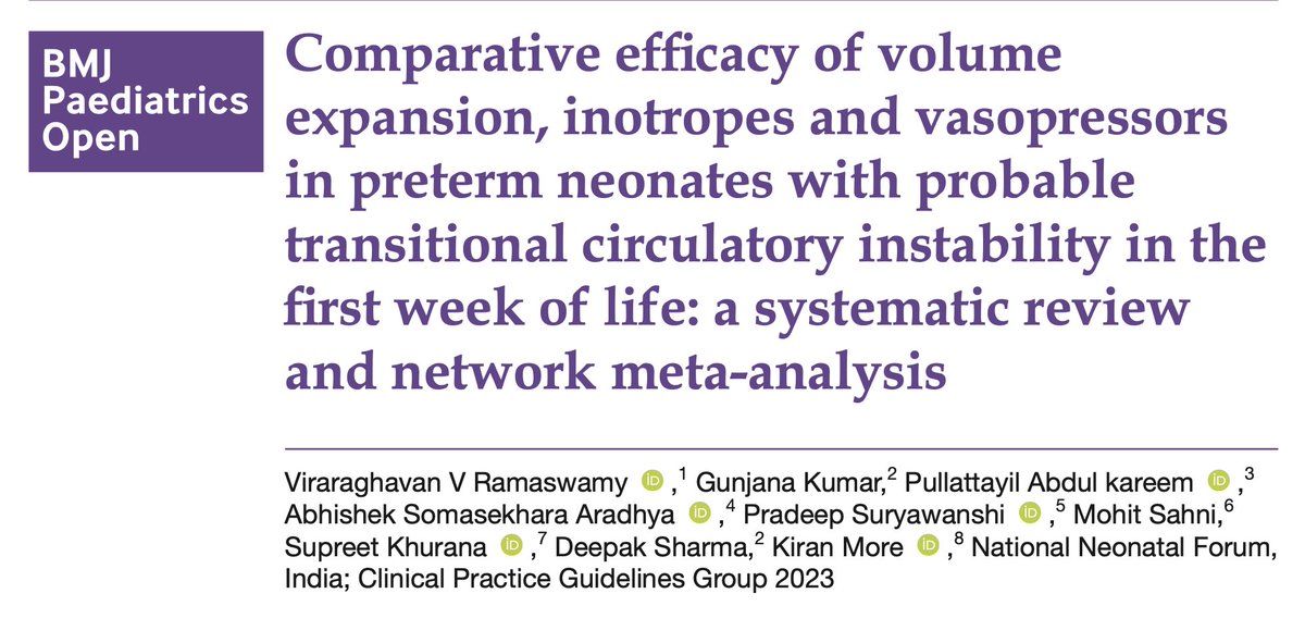 BMJ Paediatrics Open (@bmj_po) on Twitter photo Does your unit routinely bolus extremely preterm infants with hypotension (aka transient circulatory instability) an important questions answered by <a href="/viraraghavan7/">Viraraghavan V Ramaswamy</a> Dr. Ramaswamy in this network meta-analysis bit.ly/45f3HYT Does your unit routinely bolus extremely preterm infants with hypotension (aka transient circulatory instability) an important questions answered by <a href="/viraraghavan7/">Viraraghavan V Ramaswamy</a> Dr. Ramaswamy in this network meta-analysis bit.ly/45f3HYT