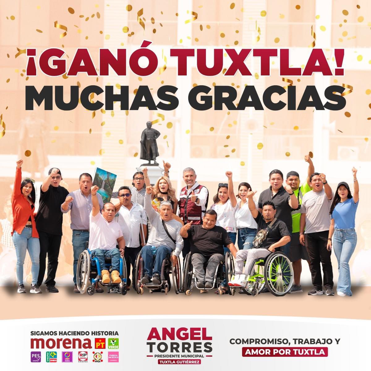 TorresAngelC's tweet photo. Tuxtla ganó!
Gracias a todos por su apoyo!!
Estamos seguros que tenemos su confianza para construir el segundo piso de la 4T El pueblo gana cuando se respeta la democracia. Vamos a estar siguiendo el programa de Resultados Preliminares que seguro va confirmar nuestra victoria. https://t.co/rL3jzZYOXz