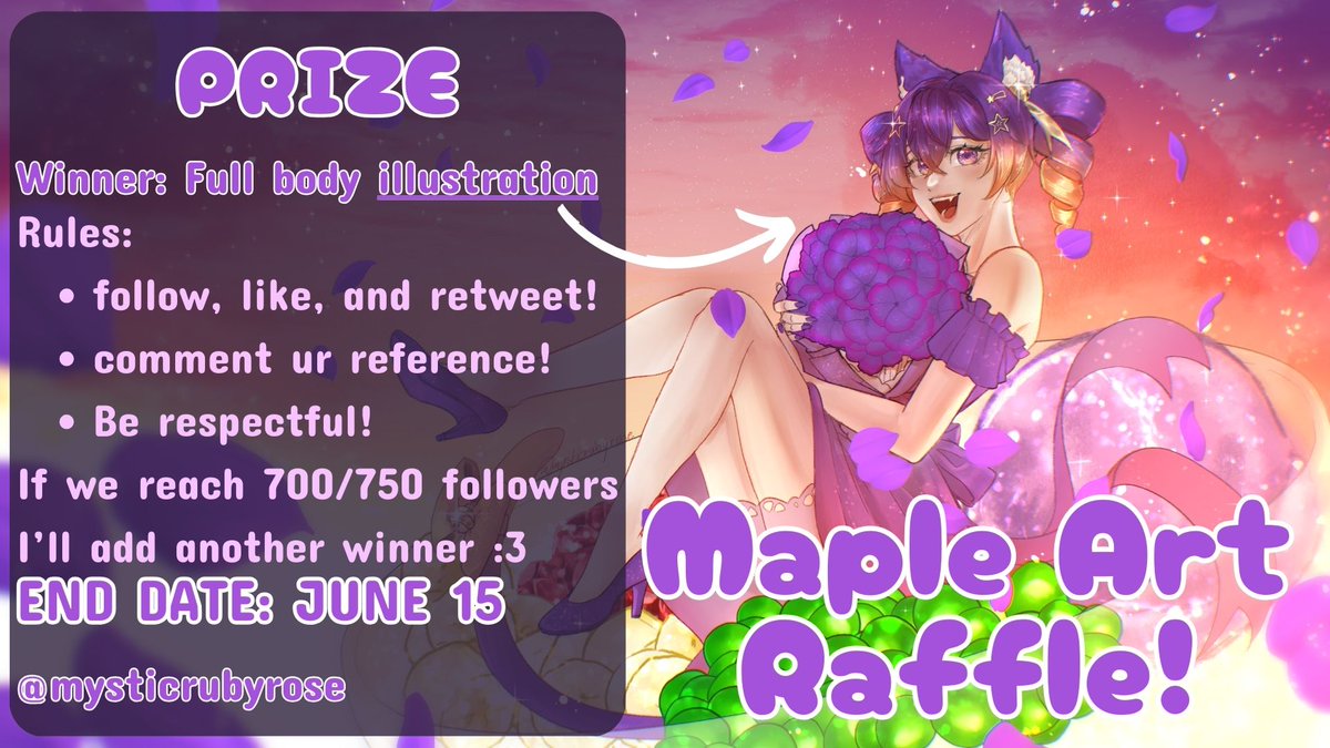13erryMaple's tweet photo. LONG AWAITED PROMISE TO MYSELF
I'M HOSTING MY FIRST ART RAFFLE!!
---
✨HOW TO JOIN? HERE ARE THE RULES!✨
- follow, like, &amp; retweet the post
- comment ur reference (I can also help with designing)
- be respectful i don't tolerate negativity here!! >:((
- ends on June 15
(1/3) https://t.co/rt0Coezw6b