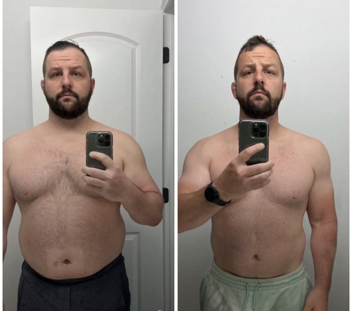 RyanEsdohr's tweet photo. Day 1 vs Day 67.  Jobs not done. Started 1 week after umbilical hernia surgery. Had to just do walks for the first week or so. @AndyFrisellaCEO #75hard https://t.co/ChKtQOQCiF