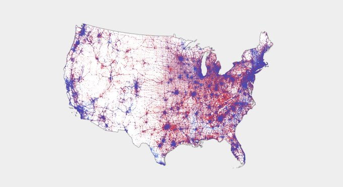 YourAnonNews's tweet image. MAGA isn't the majority. The majority of the population votes blue.  This is a map of the 2020 population density based on votes.  MAGA's boost in the Twitter algorithm is a fraud.  Fuck Trump. Fuck Elon. Fuck Alex Jones.