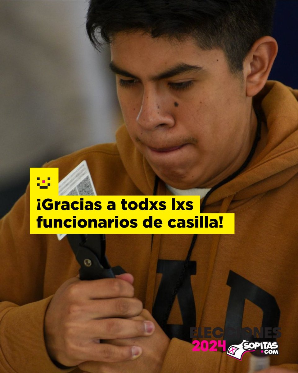 sopitas's tweet photo. 🇲🇽 De Baja California a Yucatán mandamos un gran abrazo, reconocimiento y agradecimiento a todas las personas funcionarias de casilla que pese a las complejidades se rifaron en las elecciones de este domingo y en cada una de sus capacitaciones.

¡Gracias, gracias! 🗳️ https://t.co/aBw4J5UtWE