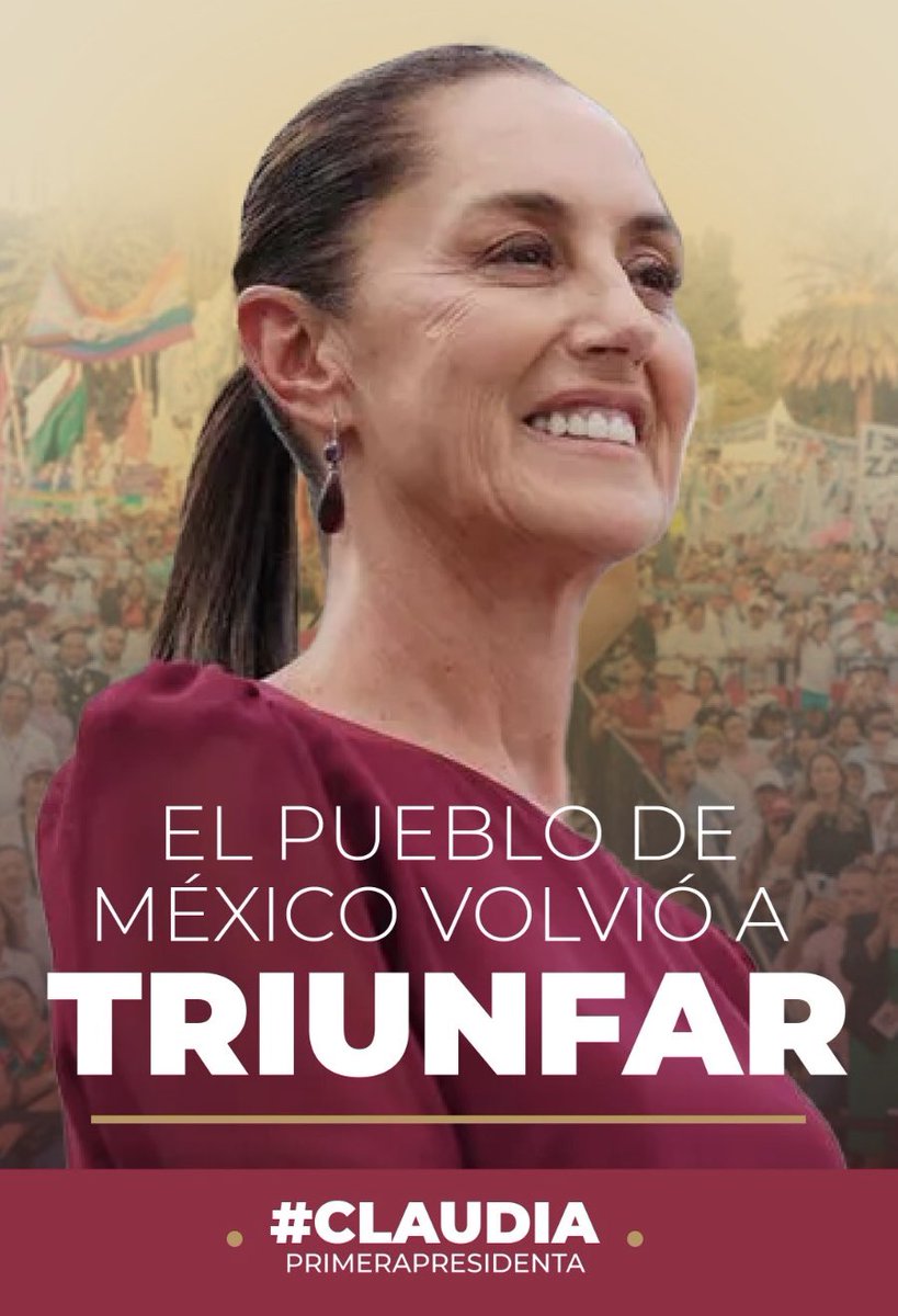 Gracias porque con tu voto en las #EleccionesMéxico2024 🗳️ lograremos tener a #ClaudiaPrimeraPresidenta con una contundente #VictoriaDelPueblo.