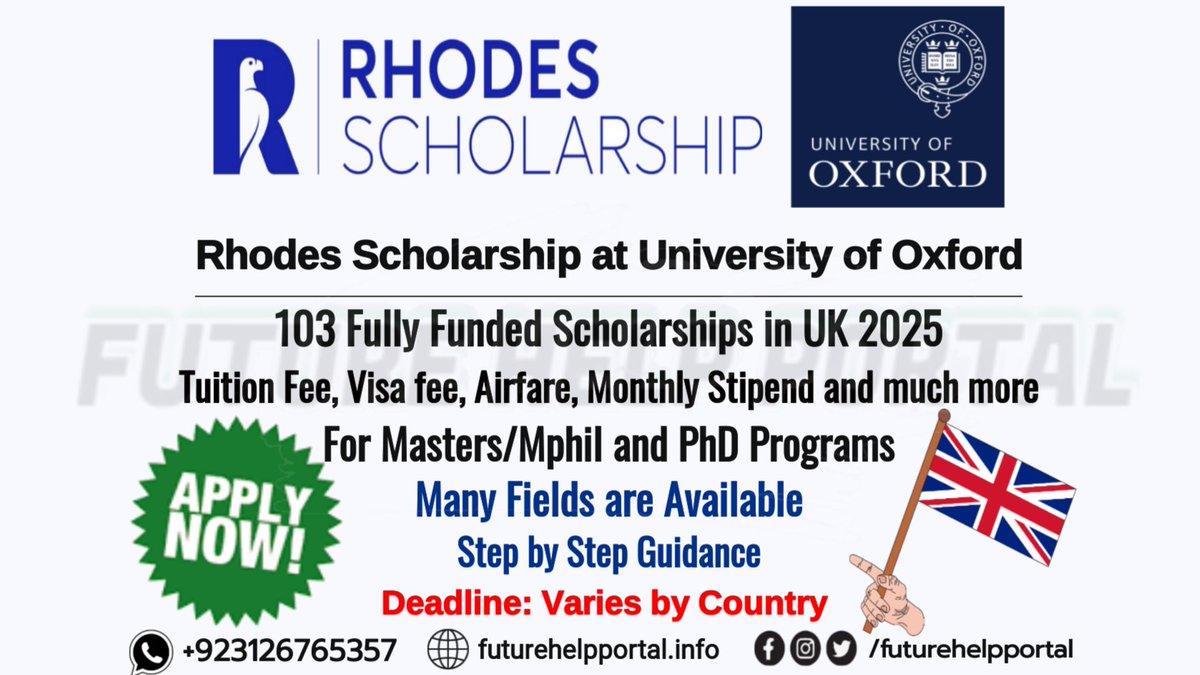 Futurehelbortal's tweet photo. You can check details about this UK scholarship at 👇 
https://t.co/YBB0il080N

#scholarship #opportunities #education #studyabroad #scholarships2024 #Visa #StudyVisa #FutureHelpPortal #Masters #phd #mphil #uk #ukuniversities #studyinuk #universityofoxford #oxforduniversity https://t.co/dYsvr6E1xT