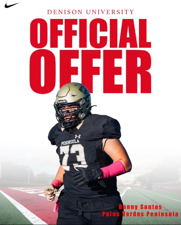 Danny Santos (@dannysantos73) on Twitter photo After a great conversation with <a href="/coachhatem/">Jack Hatem</a> I am proud to announce I have received an offer from <a href="/DUFootball/">Denison Football</a> #agtg <a href="/PVPHSFootball/">Peninsula Football</a> After a great conversation with <a href="/coachhatem/">Jack Hatem</a> I am proud to announce I have received an offer from <a href="/DUFootball/">Denison Football</a> #agtg <a href="/PVPHSFootball/">Peninsula Football</a>
