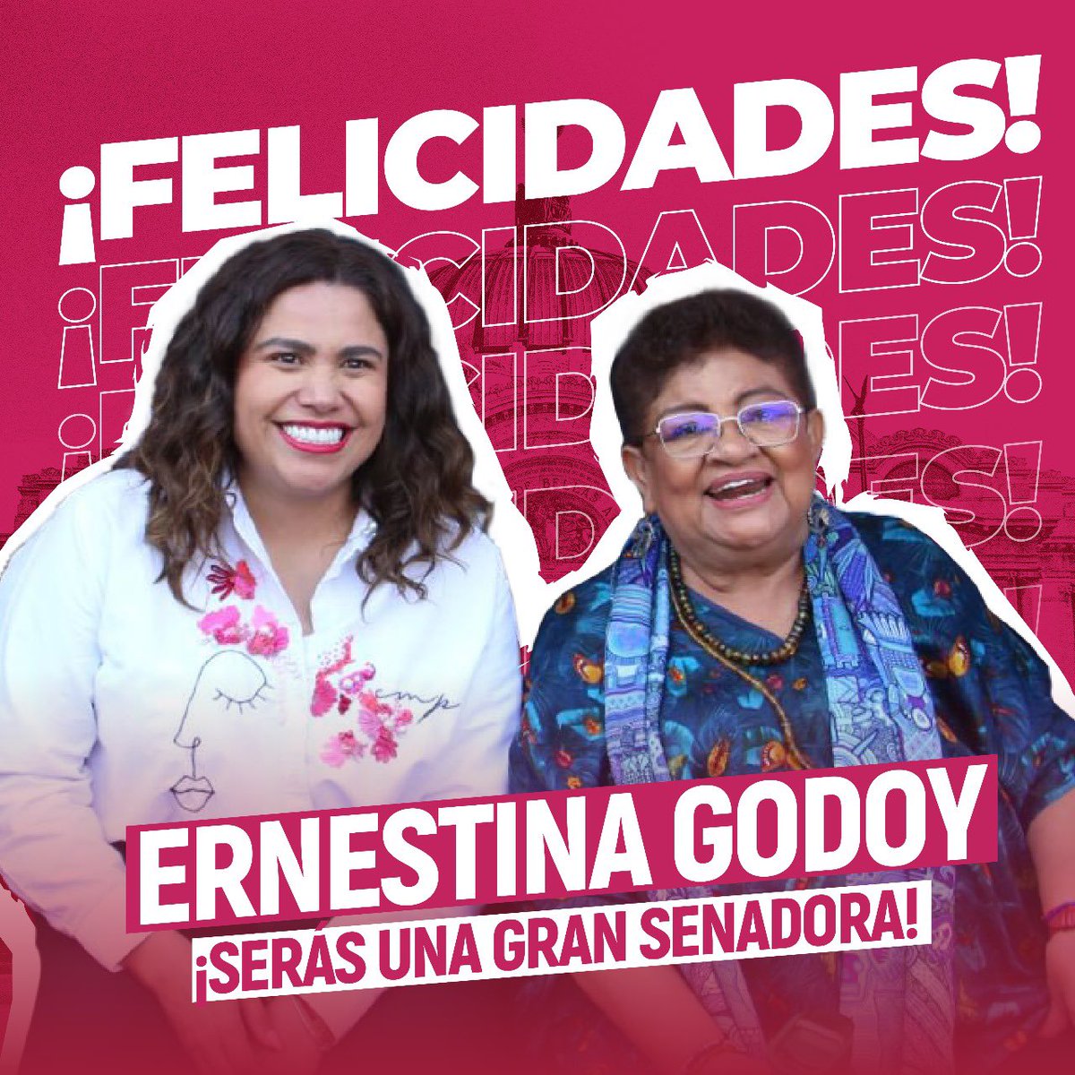 ¡Felicidades a <a href="/ErnestinaGodoy_/">Ernestina Godoy Ramos</a> ! ¡Tendremos una gran senadora!