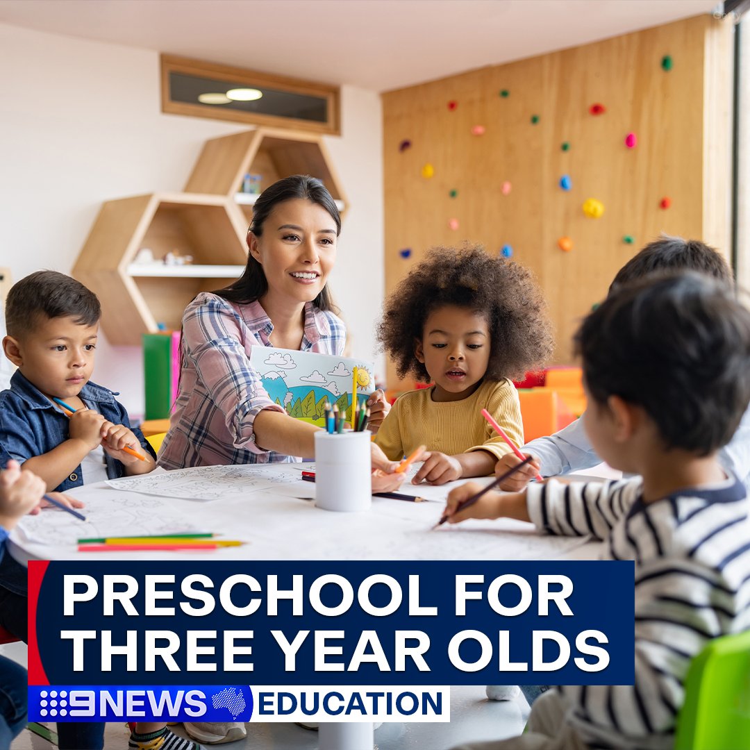 9NewsAdel's tweet photo. South Australian families will be able to access preschool for three year olds from 2026, with the state government investing $715 million over the next five years.

Under the program, parents will be able to access 30 hours of preschool care a week for three and four-year-old kids at risk of developmental vulnerability. #9News