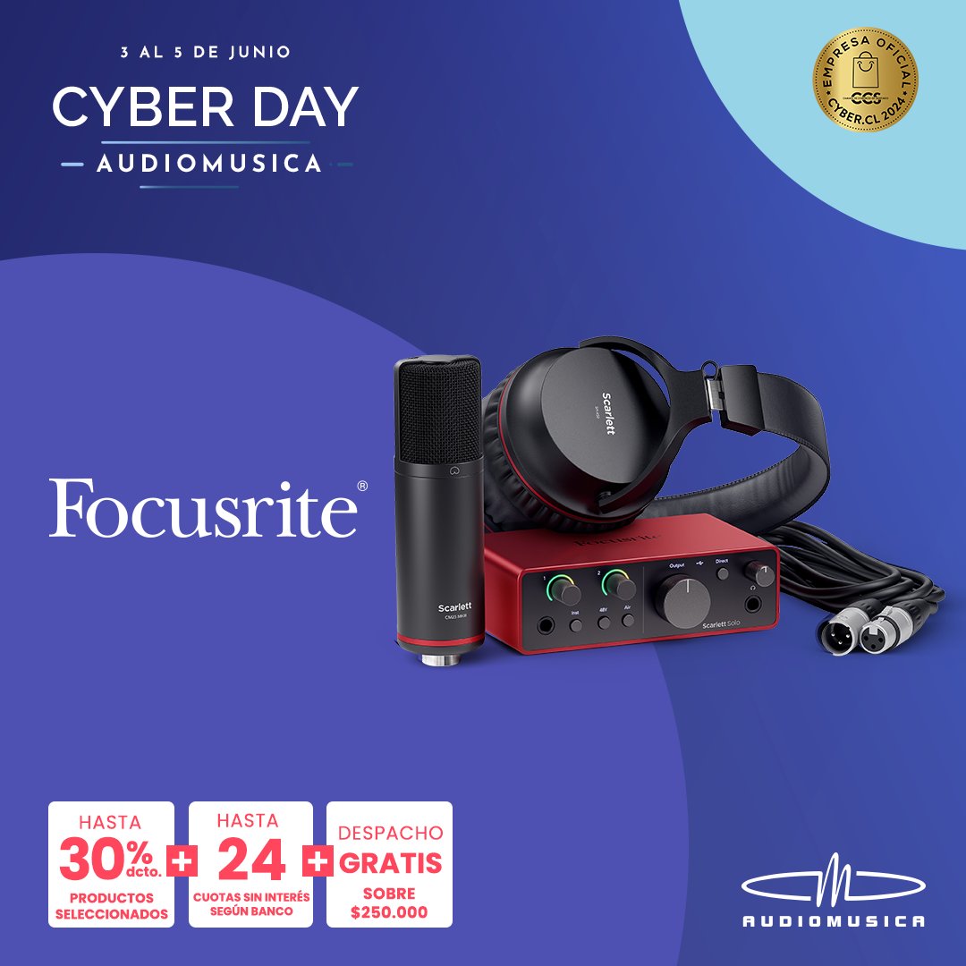 audiomusica's tweet photo. Encuentra hasta 30% dcto en productos FOCUSRITE en este #CyberDay de #Audiomusica 🎙😍🎶 https://t.co/4w2Rx9ic2g https://t.co/0Wg7IMZ1ab