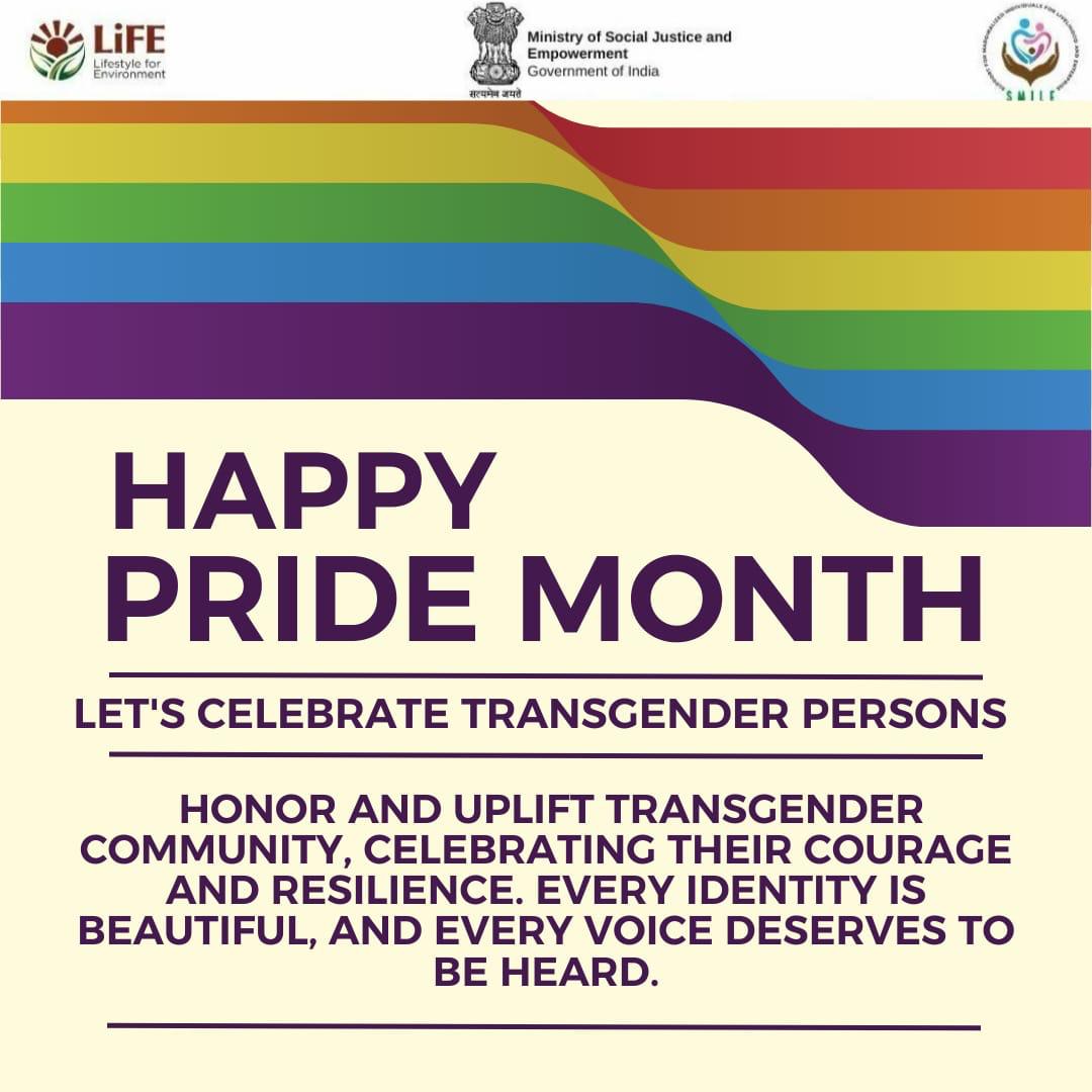 Happy Pride Month!🌈 Celebrate love, authenticity, and the right to be yourself. Together, we can create a world where everyone is free to live their truth. #equalrightsforall #Equality #TransRightsAreHumanRights #inclusion @Drvirendrakum13 @MSJEGOI @mygovindia @_saurabhgarg