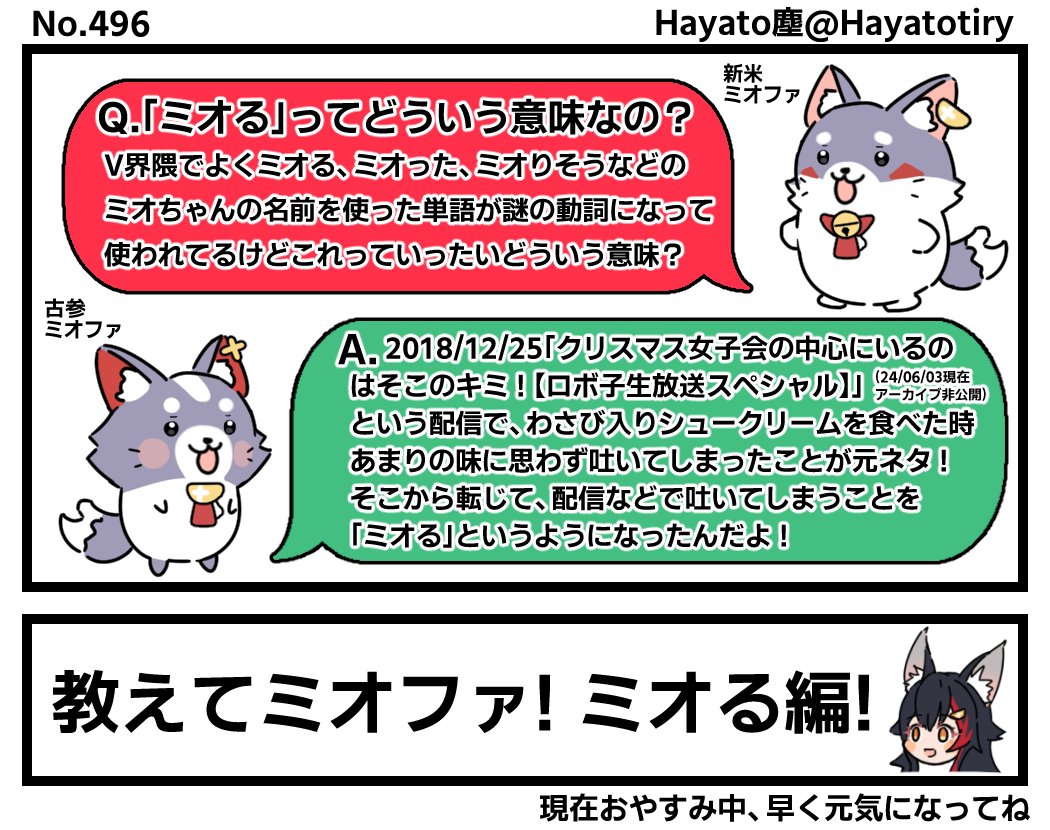 塵刊ホロマンガ No.496
【創作1コマ】教えてミオファ! ミオる編!
#みおーん絵 