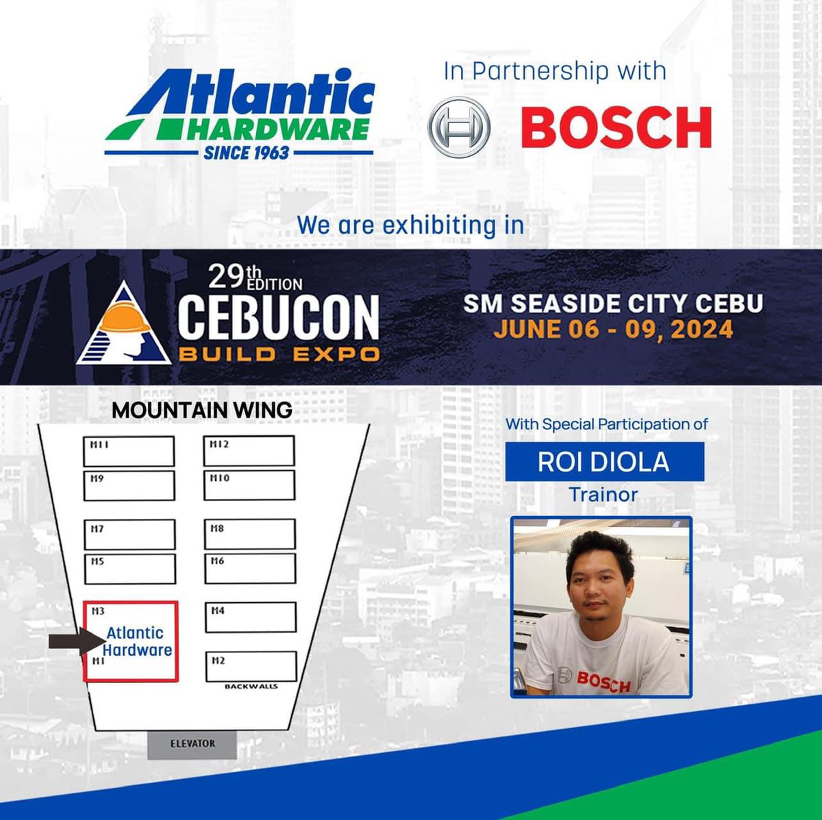 Atlantic Hardware will be in partnership with BOSCH in the exhibition of this year's CEBUCON happening on June 06-09, 2024 with our special guest, Mr. Roi Diola! 😱🤩

See you mga Ka-atlantic!

#atlantichardware #cebu #cebucon
