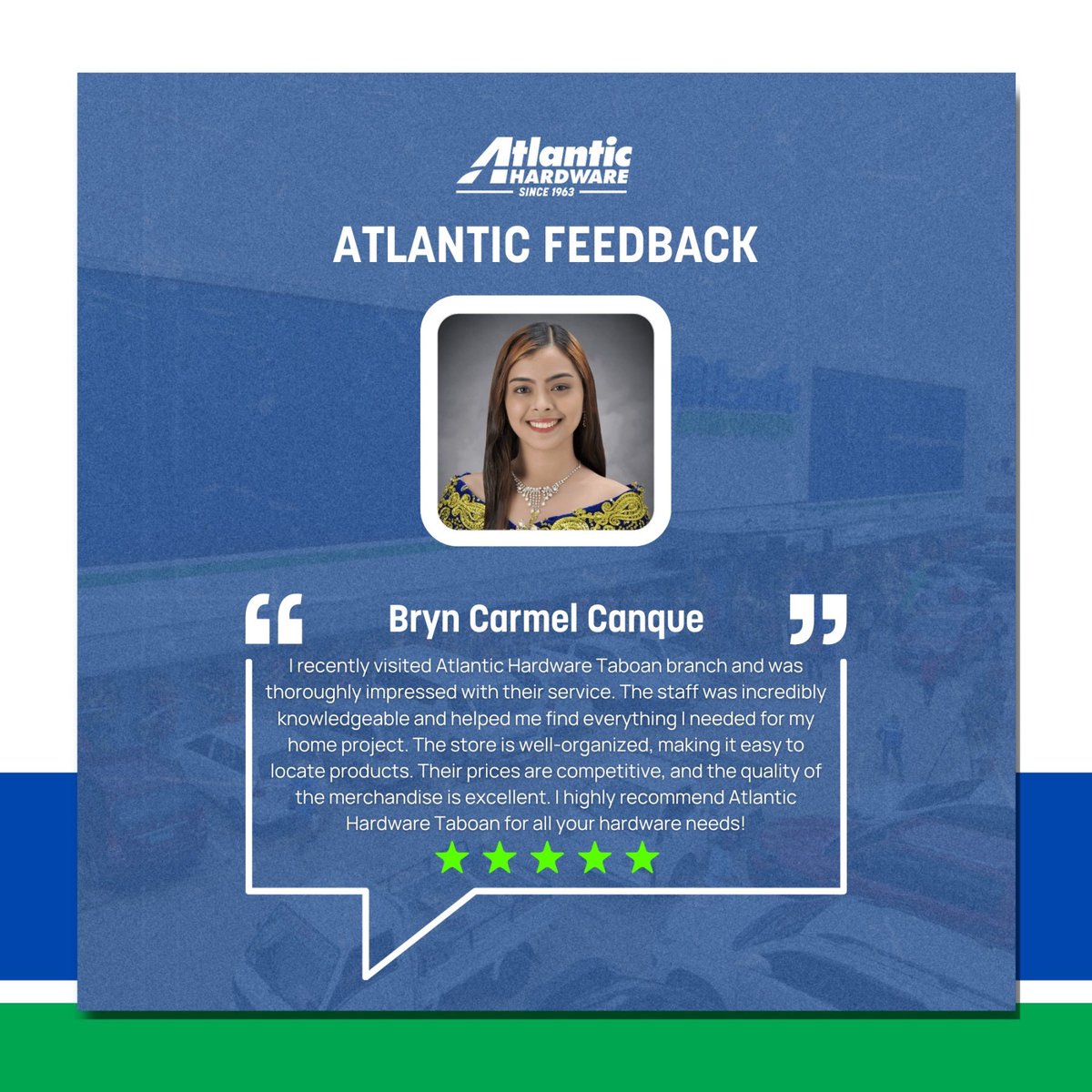 Ms. Bryan Carmel knows how to spot greatness, and she confirmed it with her review!💙

Thank you mga Ka-Atlantic! We strive to be better for you. ☺️